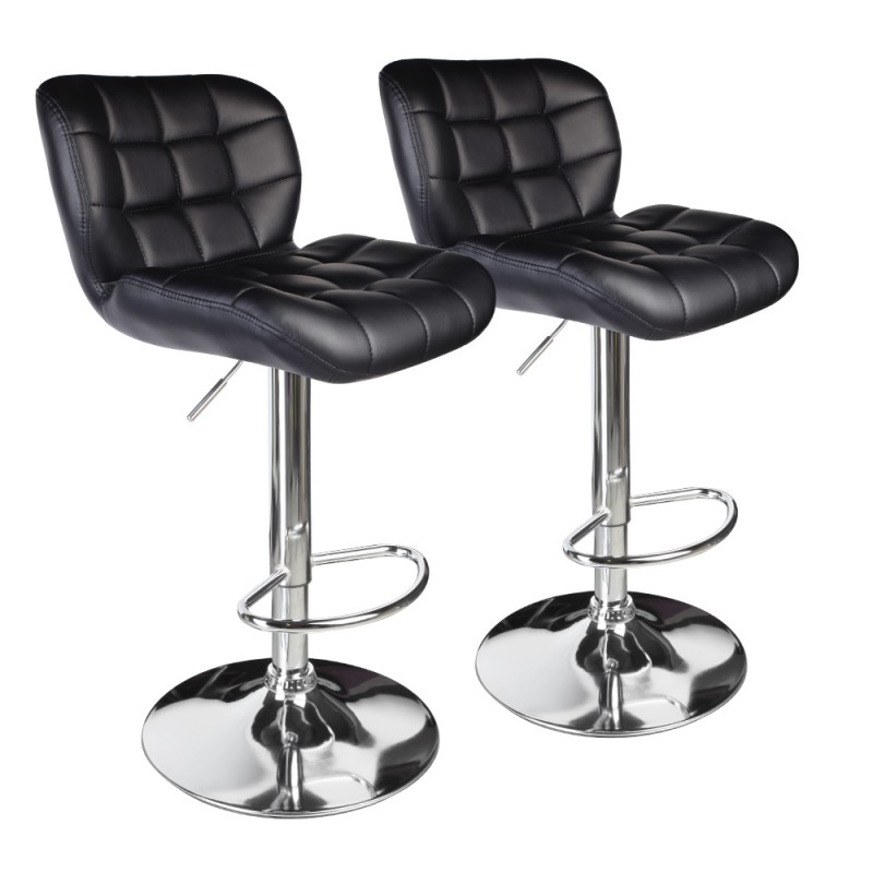 Leopard Deluxe adjustable bar stools,Chairs set of 2,Black