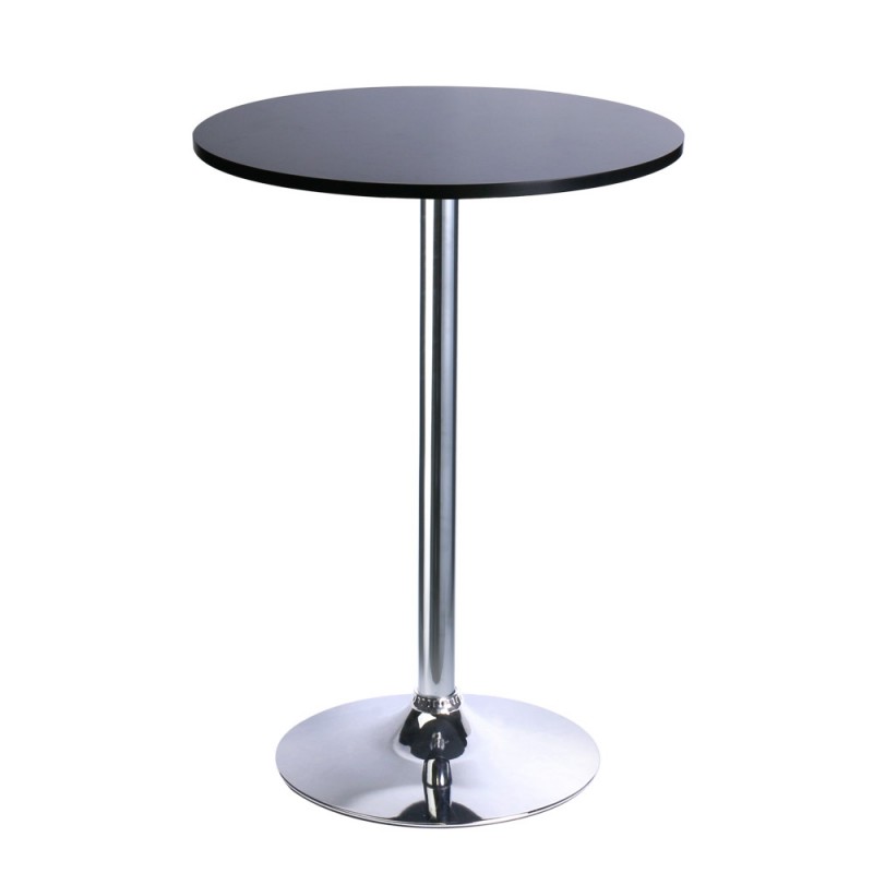 Leopard Round Top Not Adjustable(41 INCHES Height) Bar Table,Pub Table With Silver Leg and Base,Blac