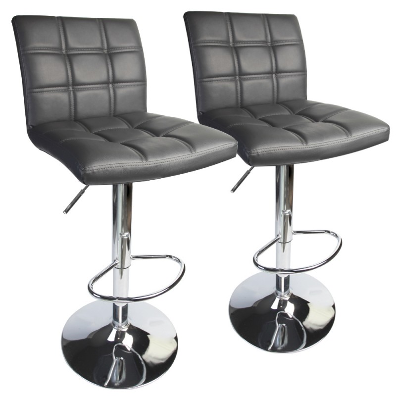 PU Leather Padded with Back Set of 2 Leopard Adjustable Bar Stools Square Back 
