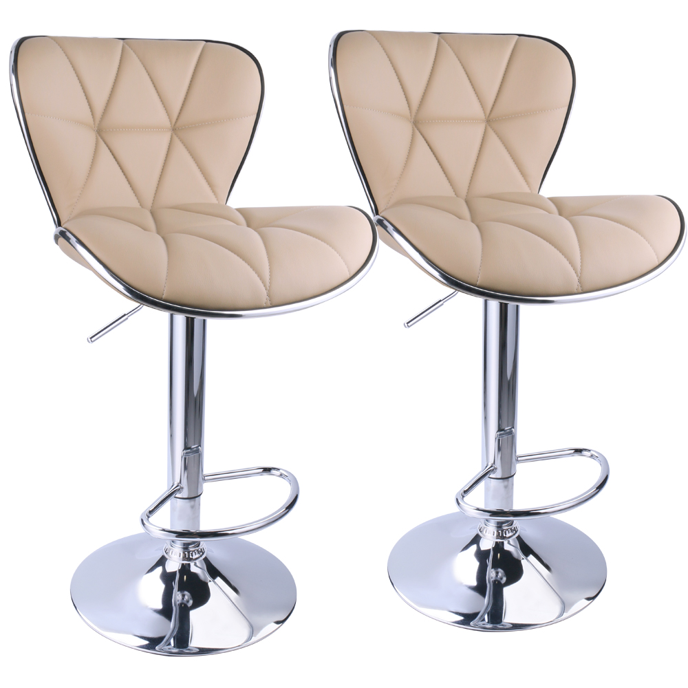Leopard Shell Back Adjustable Swivel Bar Stools Leather Padded