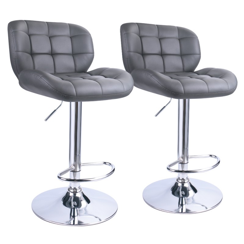 Leopard Outdoor Deluxe Pitstop adjustable bar stools,set of 2, Grey