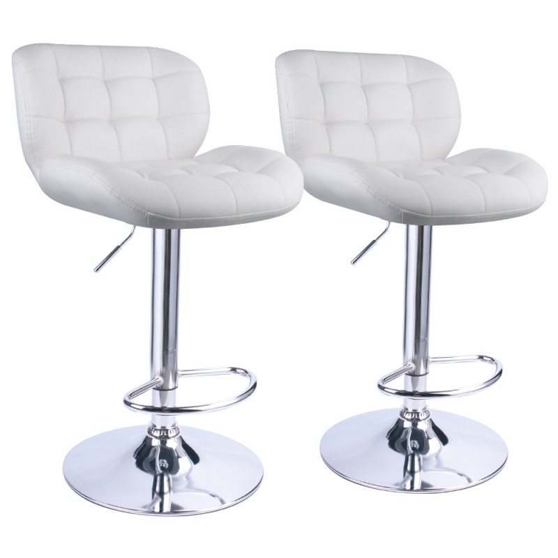 Leopard Outdoor Deluxe adjustable bar stools,set of 2,White
