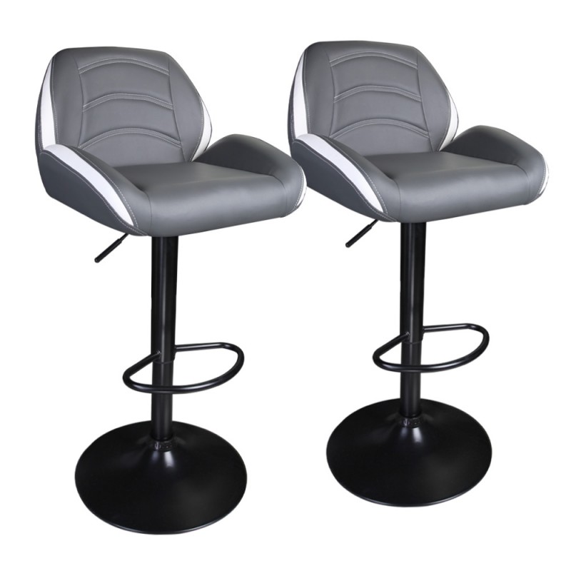 New Adjustable Swivel Bar Stools With Back,Set of 2,PU Leather Stool by Leopard (Grey)